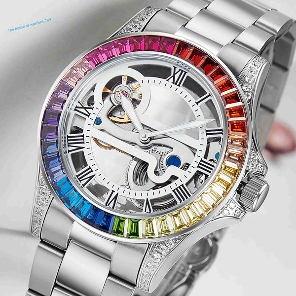 Davena 61609 relojes de diamantes de lujo para hombre 5A CZ reloj multicolor relojes de diamantes de lujo para hombre