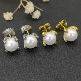 DAVID.ManYurAmerican joyería de marca de lujo de mayor calidad 925 Pendientes de perlas de cuatro garras de plata para mujeres regalo encantador 240220