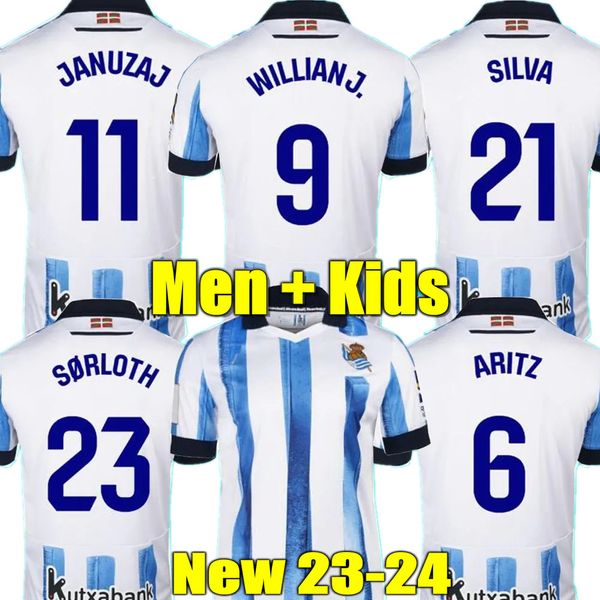 DAVID SIA Real Sociedad 2023 Camisetas de fútbol OYARZABAL X PRIETO PORTU Camiseta de fútbol TOMAR 23 24 Carlos Fernández Camiseta De Futbol Hombres Kit Equipo para niños