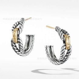 David Yuman 925 sterling zilveren dubbel gedraaide oorbellen C-vormige oorbellen