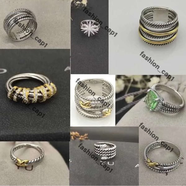 David Yurma Pulsera Anillos de diseño Nuevo DY Twisted Wedding Band para mujeres Regalo de vacaciones Diamantes Plata esterlina Dy Ring Hombres 14K Chapado en oro Joyería de Navidad 437