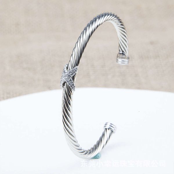 David Yurma Pulsera de diseño de joyería para mujer Pulsera con dijes Pulsera Cable de 5 mm Cruz en forma de 8 Diamante de imitación completo x Apertura Venta caliente