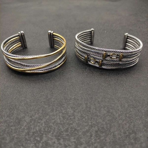 El diseñador de joyas de yurmas de Davids Becelet para mujeres HIPHOP DY, el brazalete de apertura cruzada de 7 mm de alta gama de 22 mm se recomienda para usar con una circunferencia de la mano