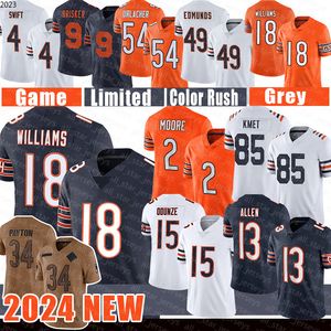 Caire Santos Travis Homer Football Jerseys 2 DJ Moore 18 Caleb Williams Rome Odunze Cole Kmet Walter Payton Keenan Allen Jaquan Brisker D'Andre Swift Brian Urlacher