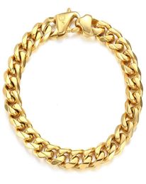 Davieslee 11 mm mannelijke armband Cuban Curb Link Chain 316L roestvrijstalen armband voor mannen jongens goud zilveren kleur 89 inch DHB5145615971