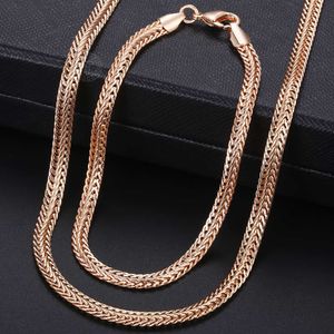 Davieslee 585 Rose Gold Color Sieraden Set voor vrouwen gevlochten vossenstaartketting ketting ketting armband set groothandel sieraden cadeau css1