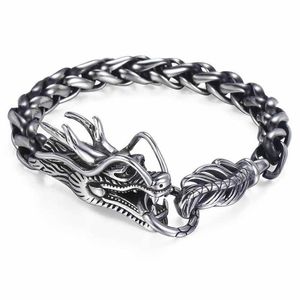 Davieslee Dragon Head herenarmband mannelijk 316L roestvrij stalen armband tarwe schakelketting punk sieraden 9 mm 21,5 cm DLHB450 21063538