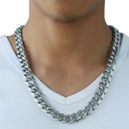 Davieslee mat geborsteld gepolijste ketting heren ketting gesneden curb Cubaanse link 316L roestvrij staal zilverkleur 15 mm DHNM18 220217288V