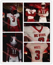 Davin Vann 2023 NC State voetbalshirt op maat gestikte heren jeugd 33 Jordon Poole 69 Dawson Jaramillo 71 Yousef Mugharbil 20 Daemon Fagan NC State Wolfpack Jerseys