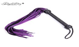 Davydaisy 65cm pourpre réel cuir reine whip slogger role jeu sexe torture bdsm bondage accessoires de sexe adulte pour couples ac004 y4083366