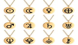 Dawapara Planet Symbol Amulet Small Collier Jupiter Saturn Pluto Neptune Symboles alchimiques planétaires en acier inoxydable309N5143143