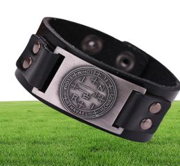 Dawapara Zegel van Salomon Talisman Echt lederen armband Sigil van Aartsengel Thavael Heren Wiccan Armband Pour Hommes8779344