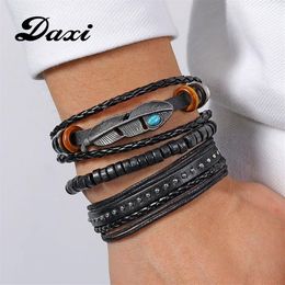 DAXI Mannen Mode Armbanden Voor Heren Charms Armband Kralen Armbanden Gevlochten Lederen Armband Mannen Accessoires Sieraden Gift270s
