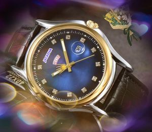 Dag Datum Automatische Drie Pins Dial Horloges Luxe Mode Quartz Klok Goud Zilver Kast Vrije tijd Lederen Band Populaire Horloges Geschenken