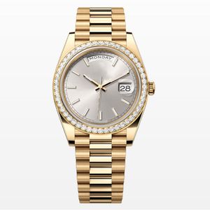 date du jour-Montre pour hommes avec diamants Montres Femmes Designer Montre Moissanite 36mm 40mm Bracelet à mouvement automatique Montres-bracelets en verre saphir Montres De Luxe AAA