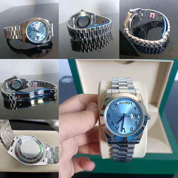 Reloj de día para hombre FECHA ST9 Reloj automático Correa de acero inoxidable 904L de 40 mm Relojes de lujo Zafiro Con hebilla plegable oculta de diamantes Reloj de 36 mm resistente al agua Jason 007