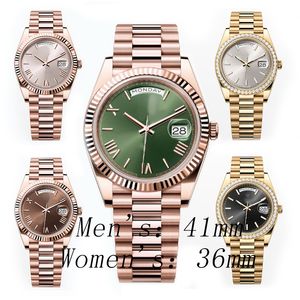 DAY Herenhorloges Automatische Machine 40 mm Dame 36 mm Dames Goud 904L roestvrijstalen band Saffier met diamant ST9 Verborgen vouwgesp Waterdicht Dhgates