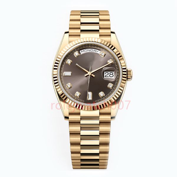 DAY Relojes para hombre Máquina automática 40 mm Señora 36 mm Mujer Oro 904L Correa de acero inoxidable Zafiro con diamante ST9 Plegado oculto