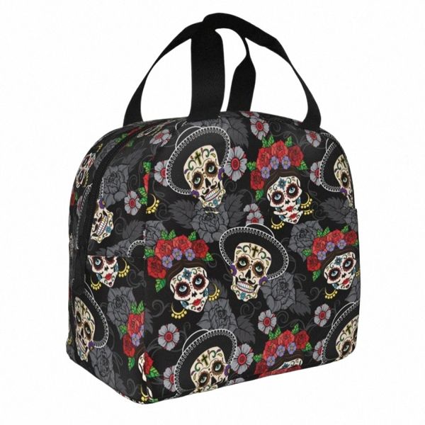 Día de los muertos Bolsas de almuerzo aisladas de halen Fugo de azúcar de azúcar Carainer Ctainer Bag Bag Box Lunch Box Picnic M3DH#