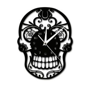 Jour de la masse du crâne de sucre mort Mexican Skull Dia de Muertos Mur Clock Floral Candon Skull Decorative suspendu mural CJ6901891