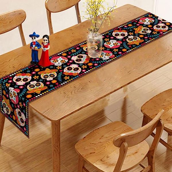 Jour de la table morte coureurs Halloween Floral Sugar Skull Mexican OfRenda Party Decor for Table Living Study Room Supply