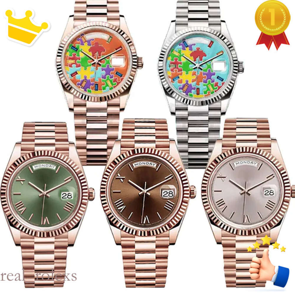 DAYDATE MENS Titta på 41/36mm Automatisk mekanisk rörelse Rostfritt stål Designer Montre de Luxe 41mm Womens vattentäta lysande armbandsur Dag Datumklockor