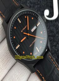Daydate Multifort Gent M0054303605180 Black Dial Japan Miyota Automatic Mens Watch PVD en cuir noir Sapphire montres1185901