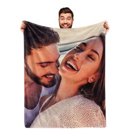 Dayofshe gepersonaliseerde paren foto vriendin vriendje, aangepaste dekens flanellen deken voor vriendje verjaardagscadeau