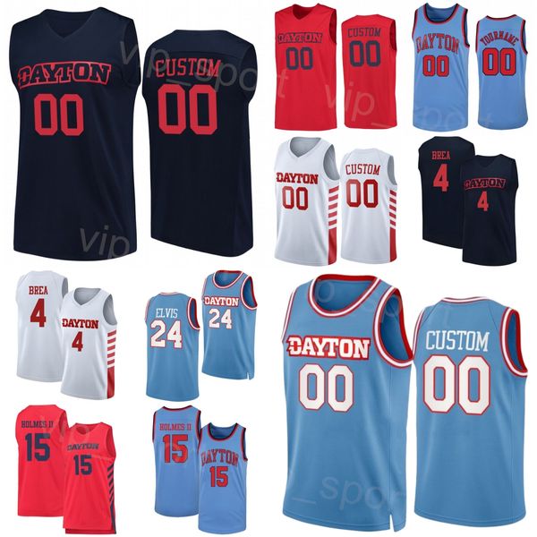 Dayton Flyers Basketball College 0 Javon Bennett Jersey University 6 Enoch Cheeks 15 DaRon Holmes II 4 Koby Brea 2 Nate Santos Nom personnalisé Numéro Mans Jeune femme