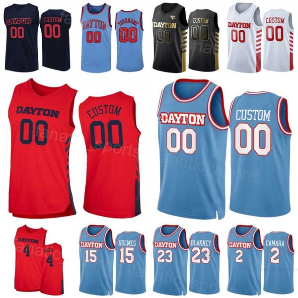 Dayton Flyers Basketball College 2 Toumani Camara Jerseys 22 Mustapha Amzil 24 Elvis 11 Malachi Smith 4 Koby Brea 23 R.J Blakney 15 DaRon Holmes Couture Homme Femme Jeunesse