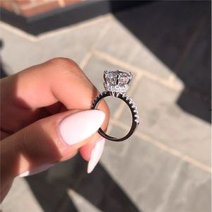 Deslumbrante corona promesa anillo 925 plata esterlina 3ct diamante cz compromiso boda banda anillos para mujer fiesta joyería