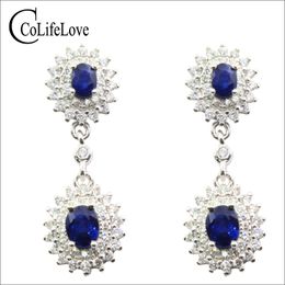 Dazzling Silver Sapphire Drop Earrings for Party vs Grade Natural Sapphire Drop Earrings Solid 925 Silver Sapphire Sieraden