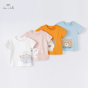 DB2221435 Dave Bella Summer Kids Fashion Tops Tees Cute Gedrukte Baby Children Korte Mouw T-shirts voor jongens Girls 240424