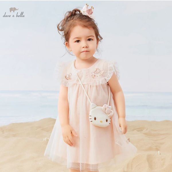 DB22222064 Dave Bella Summer Baby Girls lindo vestido de dibujos animados con bolso pequeño Gilrs Party Girl Infante Lolita Ropa 240416