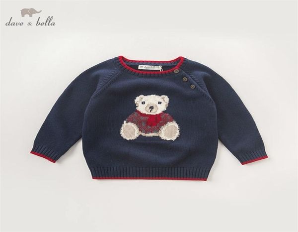 DB5905 Dave Bella Automne Baby Boys Boys Navy Bear Pullover Sweater Kids Beautiful Vêtements Toddler Children Tricoted Sweater Sh1909071051113