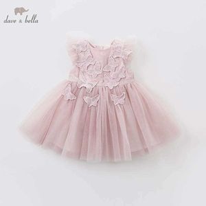 DB7536 dave bella bébé brodé papillon robe enfants fête d'anniversaire de mariage en mousseline de soie vêtements filles Princesse robe Q0716