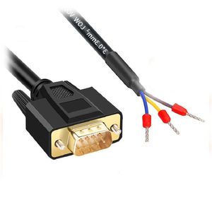 DB9 seriële kabel, zwarte mannelijke en vrouwelijke RS232-verbindingskabel, 485-draads, 38-polig, 9-polig, COM-poort, 235-klemdraad, 3-aderig