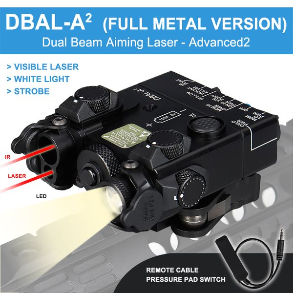 DBAL-A2 Láser de puntería de doble haz IR Láser rojo LED Iluminador de luz blanca Metal completo con interruptor de caja de batería remota CL15-0137