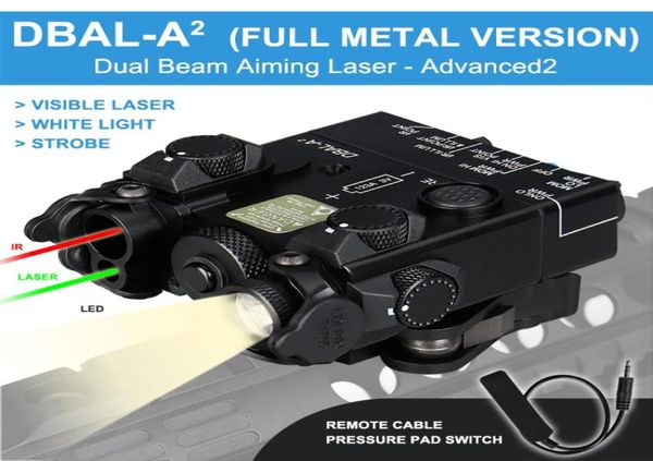 DBALA2 Laser de visée à double faisceau IR Laser vert LED Illuminateur de lumière blanche entièrement en métal avec interrupteur de boîtier de batterie à distance CL1501383003002