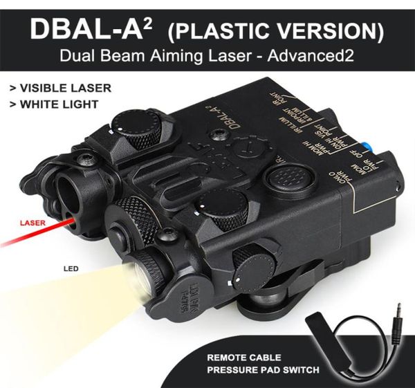 DBALA2 Laser de visée à double faisceau IR Laser rouge LED Illuminateur de lumière blanche Version en plastique avec interrupteur de boîtier de batterie à distance CL1501399758217