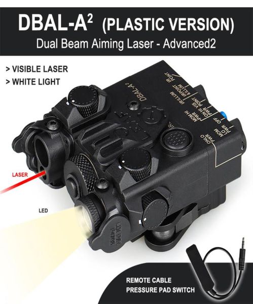 DBALA2 Laser de visée à double faisceau IR Laser rouge LED Illuminateur de lumière blanche Version en plastique avec interrupteur de boîtier de batterie à distance CL1501399097567