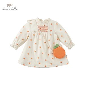 DBM16913 dave bella printemps bébé filles mode robe imprimée de fruits avec un petit sac fête enfants infantile lolita 2 pièces vêtements 240311