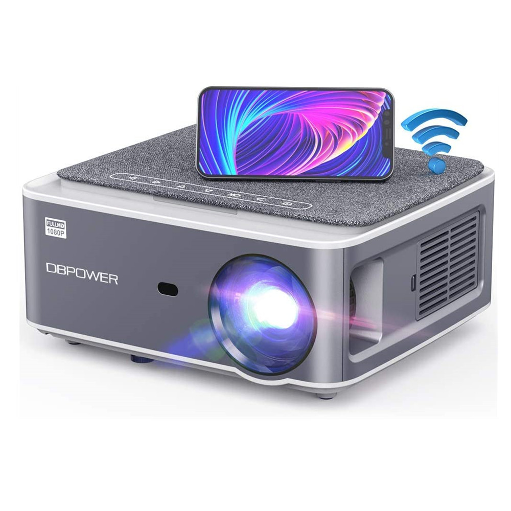 DBPOWER WiFi-Projektor Natives 1080P-Upgrade 12000L 450 ANSI Full HD-Filmprojektor für den Außenbereich, unterstützt 4K 4P 4D Keystone/Zoom/PPT 300 Zoll tragbarer Mini-Videoprojektor