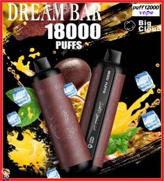 DBR Dream Bar 18K Pro Max Desechable 18K Puffs E-Cigilante de cigarrillo E COIL DTL Pantalla inteligente 0% 2% 3% 5% Tipo C Port Vape Pen 15 Sabores Elija E-Shisha Puff 18K