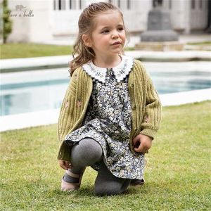 DBZ19323-1 dave bella automne infantile bébé filles mode floral cardigan enfants fille enfant en bas âge manteau enfants mignon chandail tricoté 211106