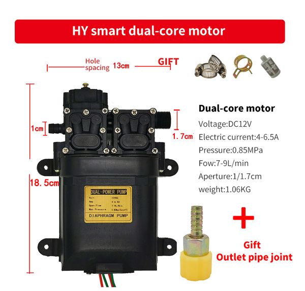 DC 12V 130PSI 6L/MIN GRANDO GRANDE Agricultura Bomba de agua eléctrica Diafragma Autopista de alimentación Autoluminador de agua