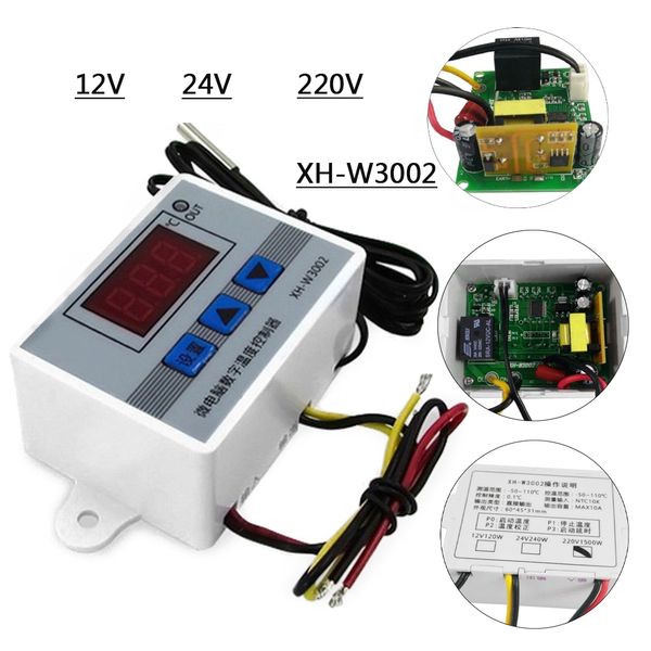 DC 12V/24V AC 110-220V XH-W3002 Termostato controlador de temperatura digital