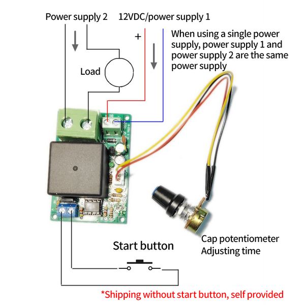 DC 12V 24V Tiempo Relé Módulo Temporizador ajustable Retraso Desactivado Interruptor de control del relé del temporizador con potenciómetro 0 ~ 10/0 ~ 100sec 0 ~ 5min