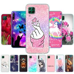 Para Huawei P40 Lite Funda 4G 5G Silicona Suave TPU Funda trasera para teléfono E Full 360 Protector pintado parachoques Coque