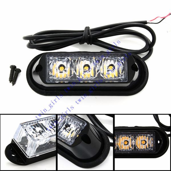 DC 12 V 3 W étanche 3 LED voiture camion Flash d'urgence ampoule stroboscopique LED